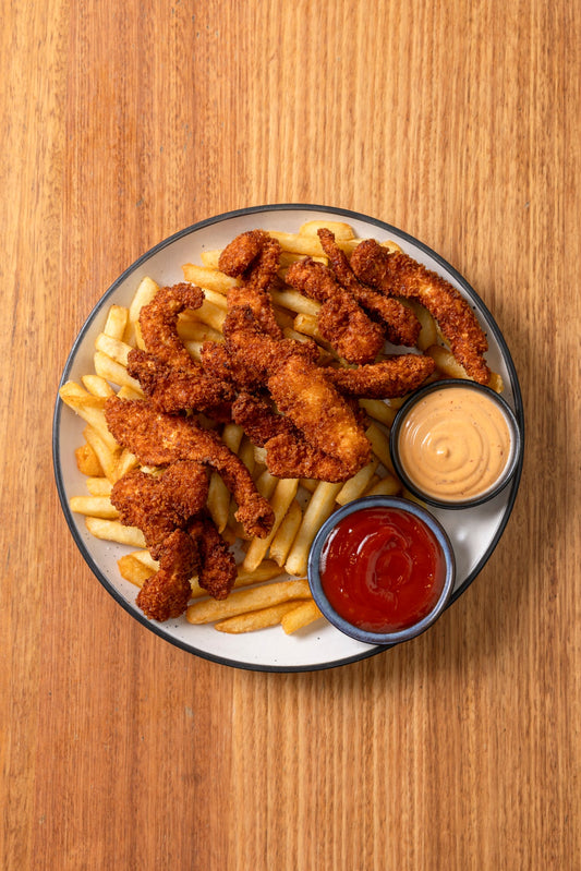 Crumbed Chicken Strips with Dips