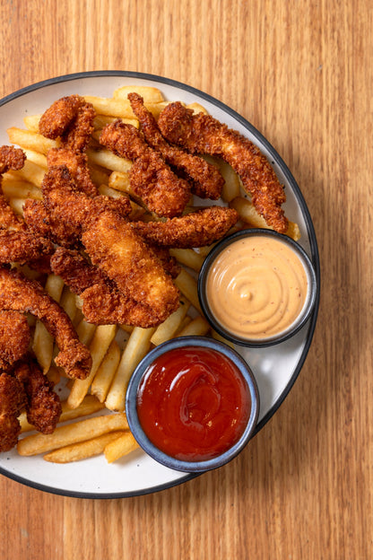 Crumbed Chicken Strips with Dips