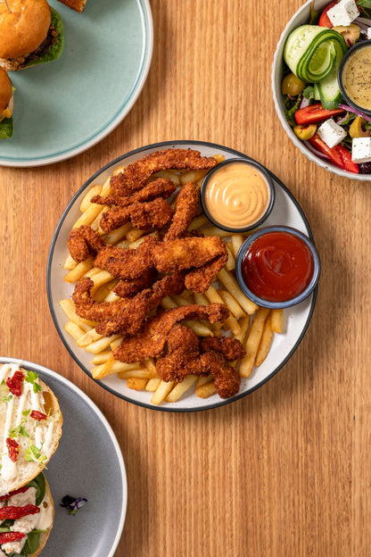Crumbed Chicken Strips with Dips